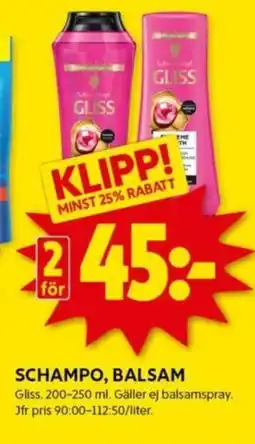 ICA Kvantum SCHAMPO, BALSAM Gliss erbjuda