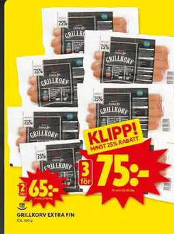 ICA Kvantum GRILLKORV EXTRA FIN erbjuda