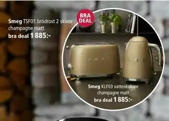 Smeg TSF01 brödrost 2 skivor champagne matt
