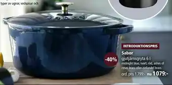 Kitch'n Sabor gjutjärnsgryta 6 l erbjuda