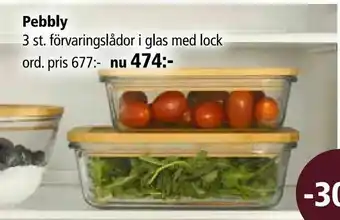 Kitch'n Pebbly 3 st. förvaringslådor med lock erbjuda