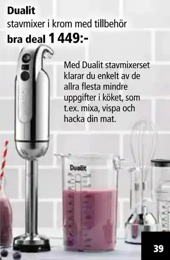 Kitch'n Dualit stavmixer i krom med tillbehör erbjuda
