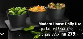 Modern House Daily Use tapasfat med 3 skålar