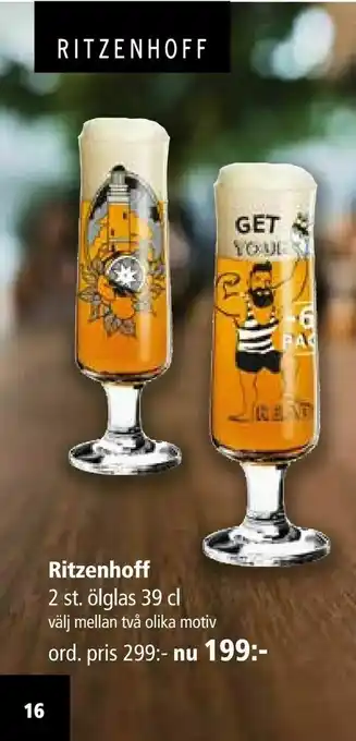 Kitch'n Ritzenhoff 2 st ölglas 39 cl erbjuda