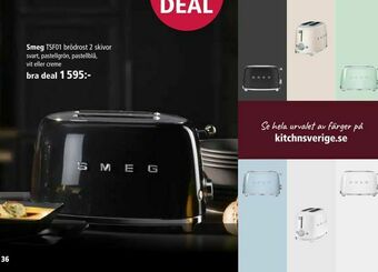 Kitch'n Smeg TSF01 brödrost 2 skivor erbjuda
