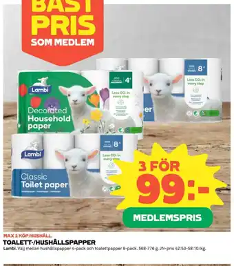 Coop LAMBI Toalett-/hushållspapper erbjuda
