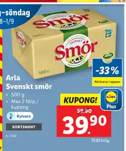 Lidl Arla Svenskt smör erbjuda