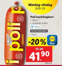 Lidl Poli kycklingkorv erbjuda