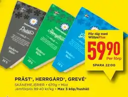 Willys SKÅNEMEJERIER Präst, Herrgård, Grevé erbjuda