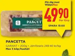 Willys GARANT Pancetta erbjuda