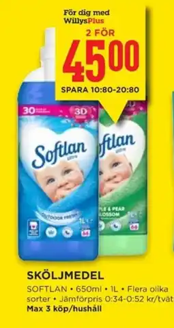 Willys SOFTLAN Sköljmedel erbjuda