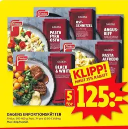 ICA Kvantum FINDUS Dagens Enportionsrätter erbjuda