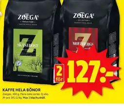ICA Kvantum ZOEGAS Kaffe hela bönor erbjuda