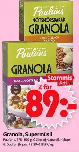 ICA Supermarket Granola, Supermüsli erbjuda
