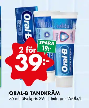 ÖoB ORAL-B TANDKRÄM erbjuda