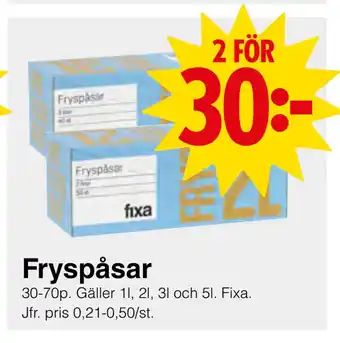Matöppet Fryspåsar erbjuda