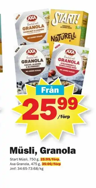 Pekås Müsli, Granola erbjuda