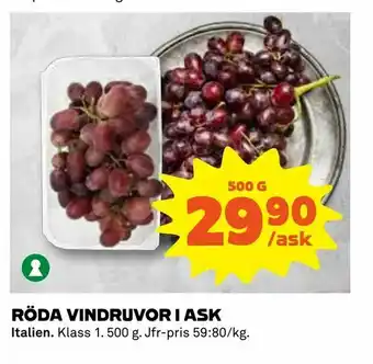 Coop Röda vindruvor i ask erbjuda