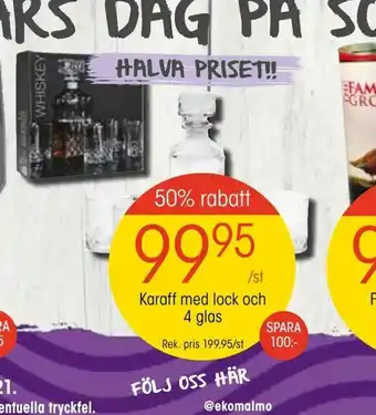 EKO Karaff med lock och 4 glas erbjuda