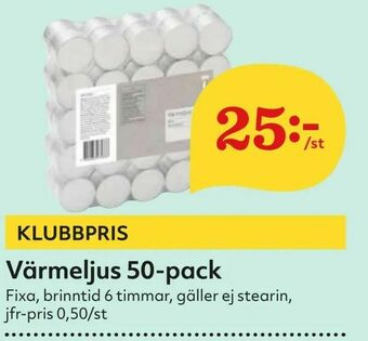 Hemköp Värmeljus 50-pack erbjuda
