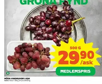 Röda vindruvor i ask