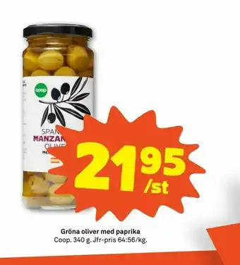 Coop Forum Gröna oliver med paprika erbjuda