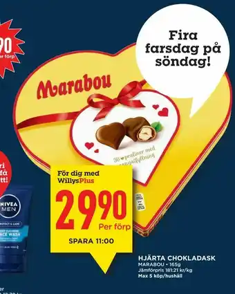 Willys Hjärta chokladask erbjuda
