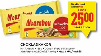 Willys Chokladkakor erbjuda
