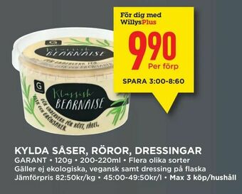 Willys Kylda såser, röror, dressingar erbjuda