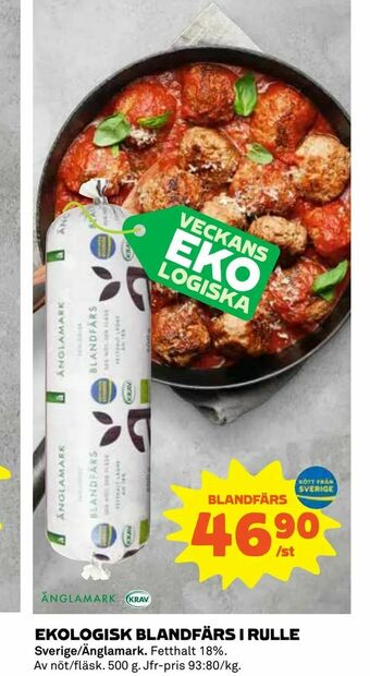 Coop Konsum Ekologisk blandfärs i rulle erbjuda