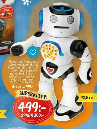 Leklust Powerman ® Interaktiv robot med svenskt tal erbjuda