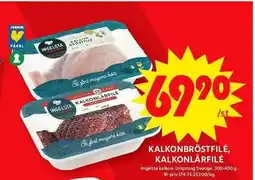 ICA Maxi Kalkonbröstfilé, kalkonlårfilé erbjuda