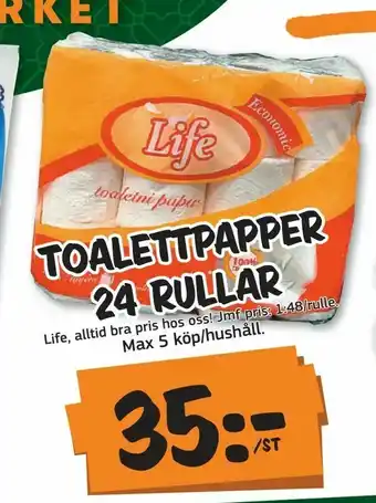 Bazaar Food market Toalettpapper 24 rullar erbjuda