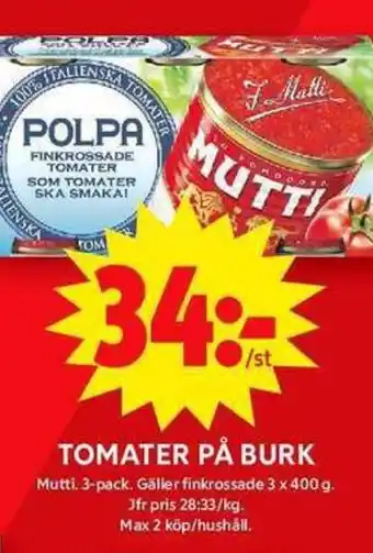 ICA Maxi Tomater på Burk erbjuda