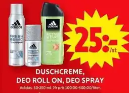ICA Maxi ADIDAS Duschcreme, Deo Roll on, Deo spray erbjuda