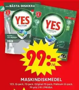 ICA Maxi YES Maskindiskmedel erbjuda