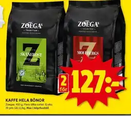 ICA Kvantum ZOEGAS Kaffe Hela Bönor erbjuda