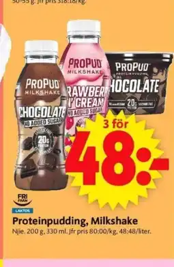 ICA Supermarket Proteinpudding, Milkshake erbjuda