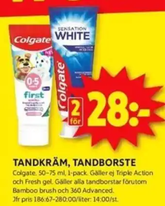 ICA Kvantum Tandkräm, tandborste erbjuda
