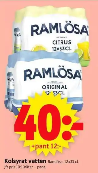 ICA Supermarket RAMLÖSA Kolsyrat Vatten erbjuda