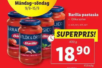 Lidl BARILLA Pastasås erbjuda