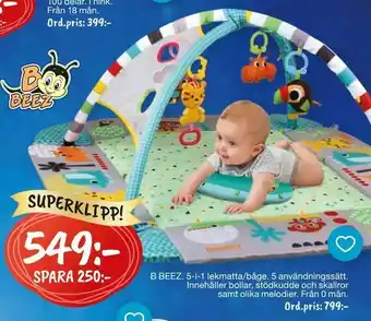 B BEEZ 5-i-1 lekmatta/båge. 5 användningssätt