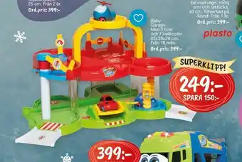 Leklust Baby garage med 2 bilar och 1 helikopter 63x39x29 cm. erbjuda