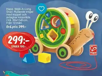 Leklust Hape. Walk-A-Long Snail erbjuda