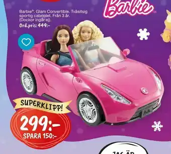 Leklust Barbie ® Glam Convertible erbjuda