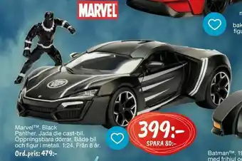 Leklust Marvel™. Black Panther. Jada die cast-bil. Öppningsbara dörrar erbjuda