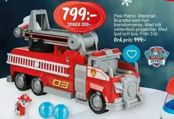 Leklust Paw Patrol. Marshall. Brandbil som kan transformeras erbjuda