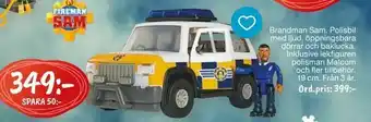 Brandman Sam. Polisbil med ljud, öppningsbara dörrar och baklucka