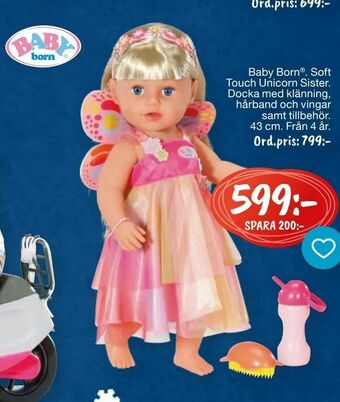 Leklust Baby Born® Soft Touch Unicorn Sister erbjuda