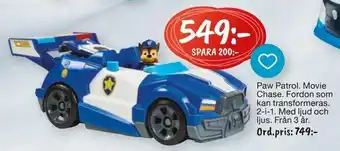 Leklust Paw Patrol. Movie Chase. Fordon som kan transformeras erbjuda